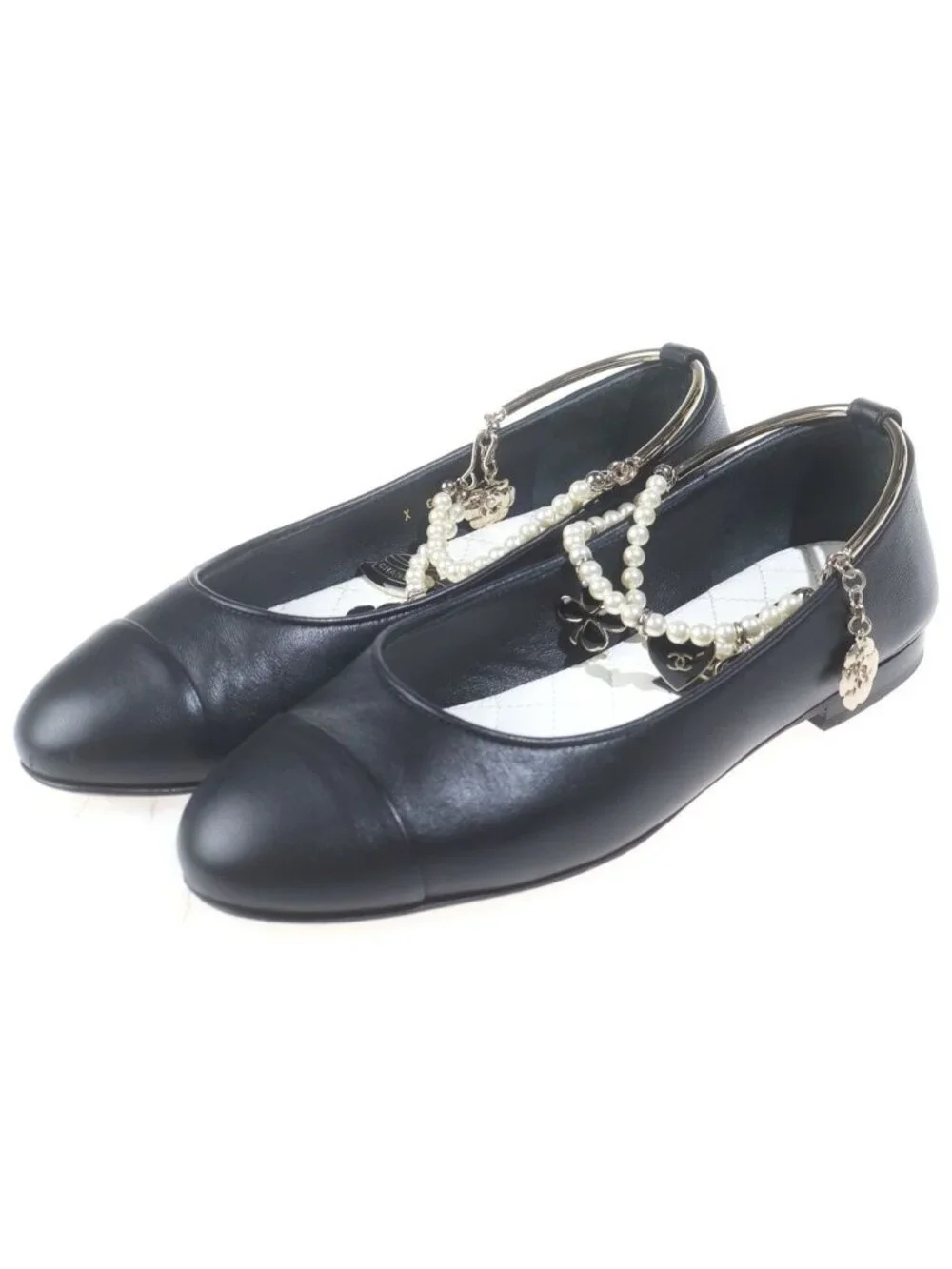Chanel Ballerina CC Logo Charm Flat Pumps Black